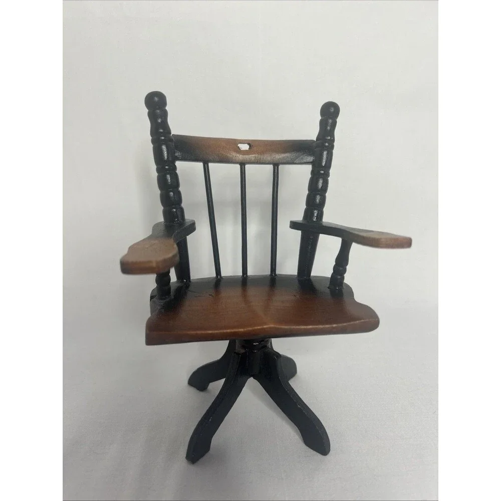 Vintage 6 Inch Doll Bear Chair Wooden Office Style